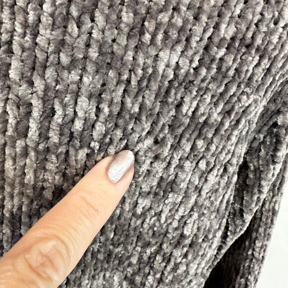 Love By Design SOFT Sweater SMALL Gray Chenille Knit Collar Sexy Cutout DISTRESS - Picture 10 of 16